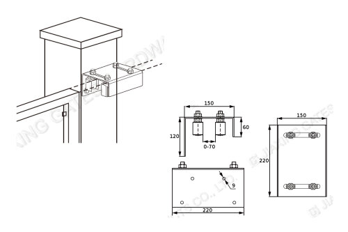 222L stavitelné horní vedení brány se čtyřmi válci